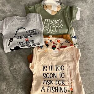 Mama's Boy Fishing Themed Baby Onesies Set